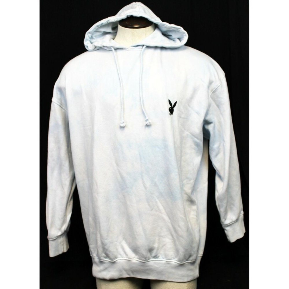 Playboy Missguided Light Blue Oversized Sweatshirt Washed Out Mens Sz M Hoodie